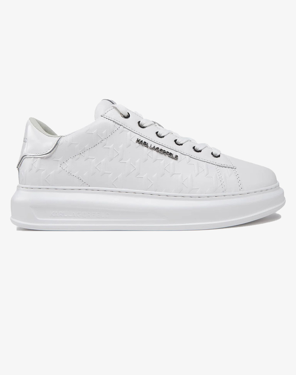 Karl Lagerfeld Kapri Mens Monogram Emboss Lo Ανδρας Παπουτσια Sneakers White Δερμα Kl52549k 01W - Koolfly