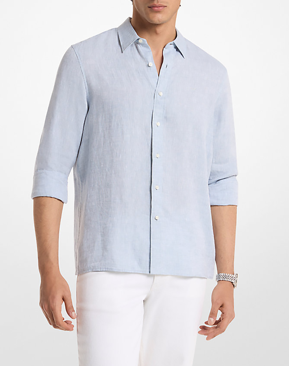 Michael Kors Πουκαμισο Ανδρας Ρουχα Πουκαμισα Lightblue Λινο Cf5409I4Yt 436