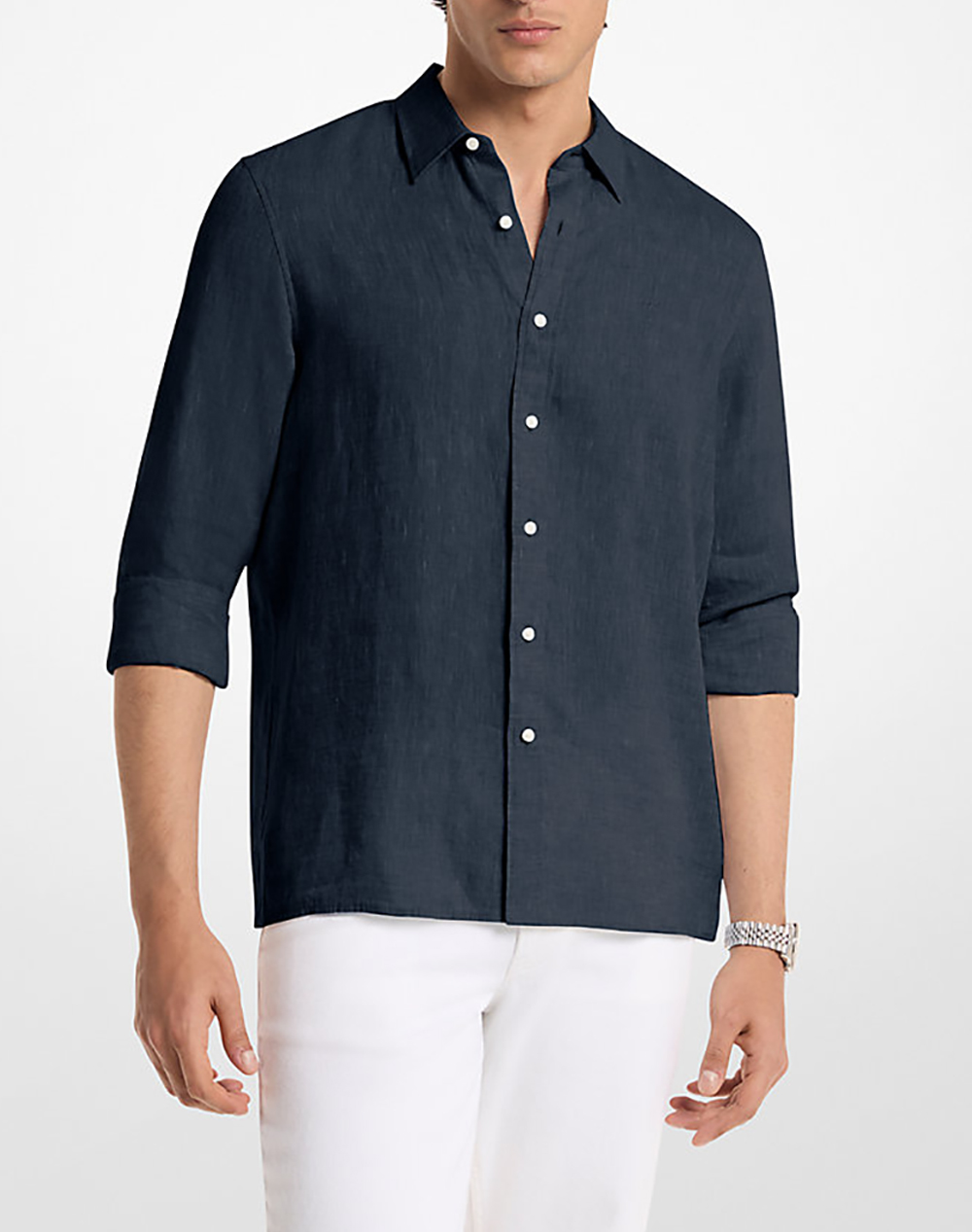 Michael Kors Πουκαμισο Ανδρας Ρουχα Πουκαμισα Midnightblue Λινο Cf5409I4Yt 401
