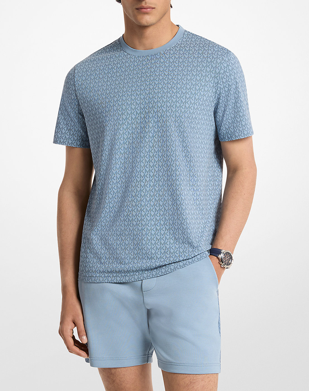 Michael Kors Resort 26 Ανδρας Ρουχα Μπλουζες T Shirt Lightblue Βαμβακι Cs5529A5Ks 436