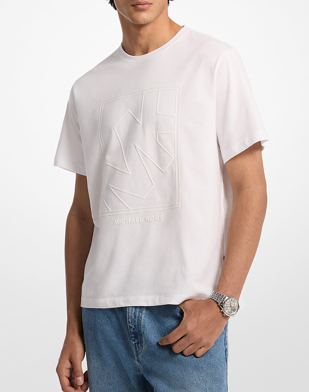 Michael Kors Resort 26 Ανδρας Ρουχα Μπλουζες T Shirt White Βαμβακι Cr652sy1v2 100 - Koolfly