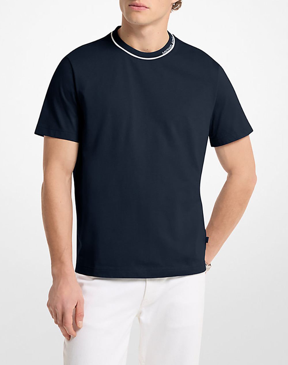 Michael Kors Μπλουζα Ανδρας Ρουχα Μπλουζες T Shirt Midnightblue Βαμβακι Cs652Sn19P 401