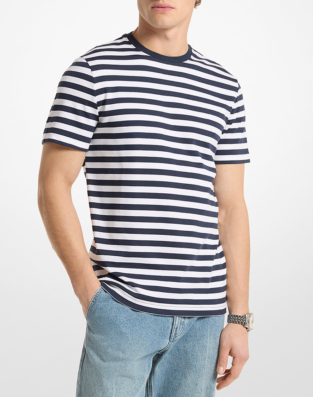 Michael Kors Cs55Fl1Hg2 Μπλουζα Κοντομανικη Michael Kors Mens Ανδρας Ρουχα Μπλουζες T Shirt Navyblue Βαμβακι Cs55Fl1Hg2 401