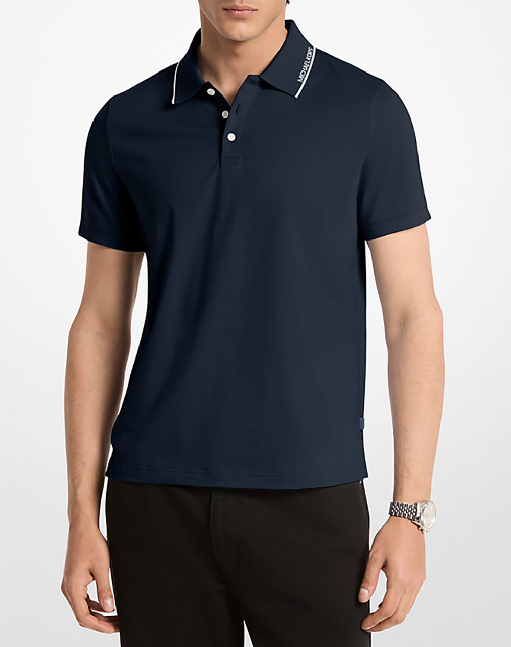 Michael Kors Μπλουζα Πολο Ανδρας Ρουχα Μπλουζες Polo Darkblue Βαμβακι Cs652Wr19P 401