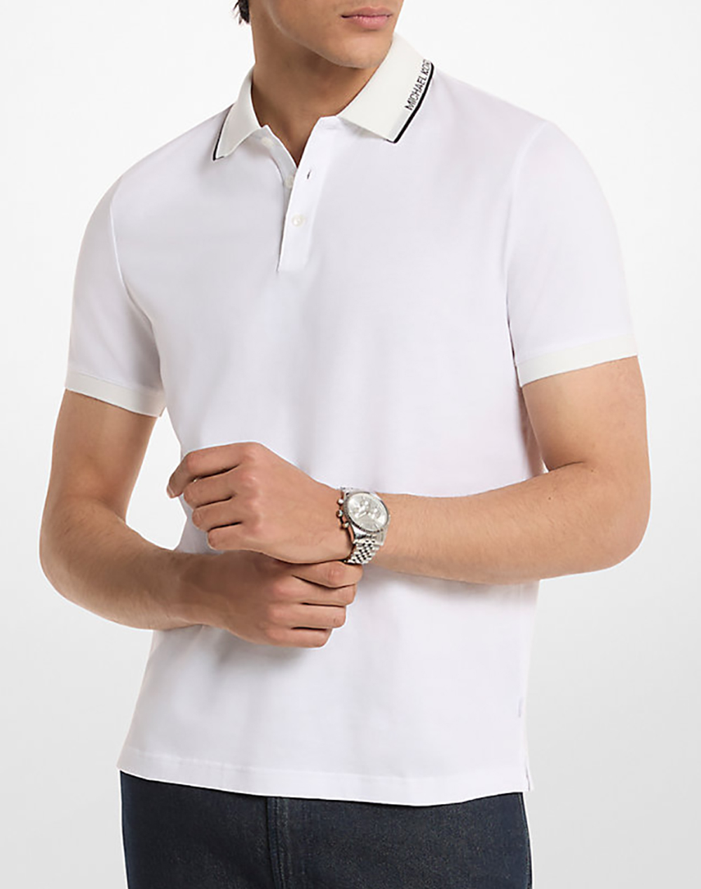 Michael Kors Μπλουζα Πολο Ανδρας Ρουχα Μπλουζες Polo White Βαμβακι Cs652wr19p 100 - Koolfly
