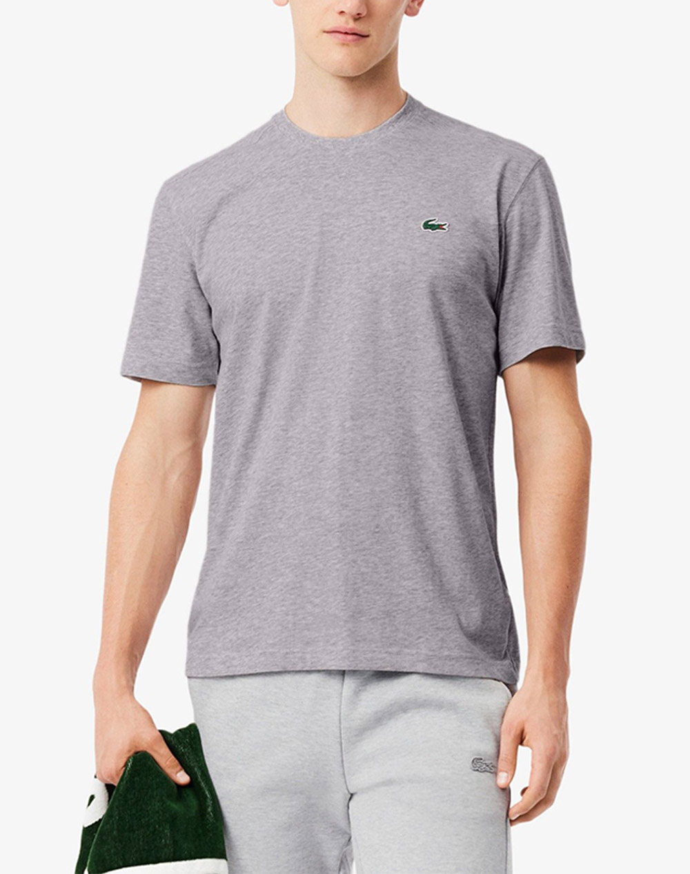 Lacoste Μπλουζα Κμ Ανδρας Ρουχα Μπλουζες T Shirt Gray Βαμβακισυνθετικο 3Th7618 Cca