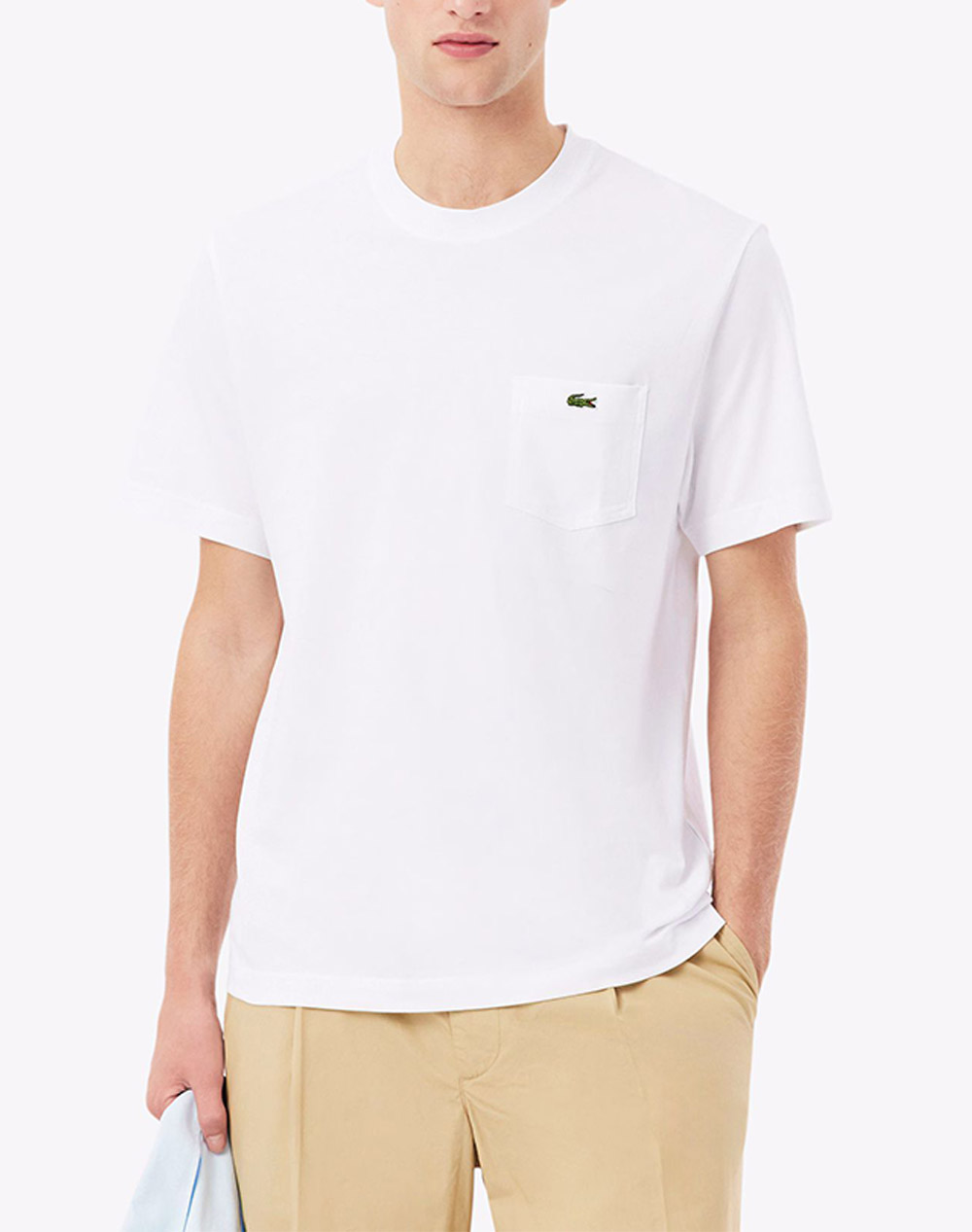 Lacoste Μπλουζα Κμ Ανδρας Ρουχα Μπλουζες T Shirt White Βαμβακι 3Th2827 001 - Koolfly