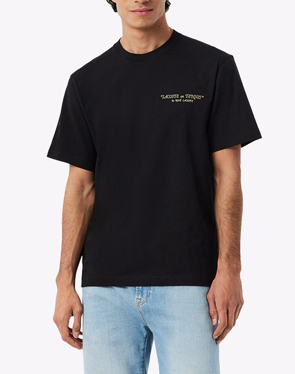 Lacoste Μπλουζα Κμ Ανδρας Ρουχα Μπλουζες T Shirt Black Βαμβακι 3Th1425 031