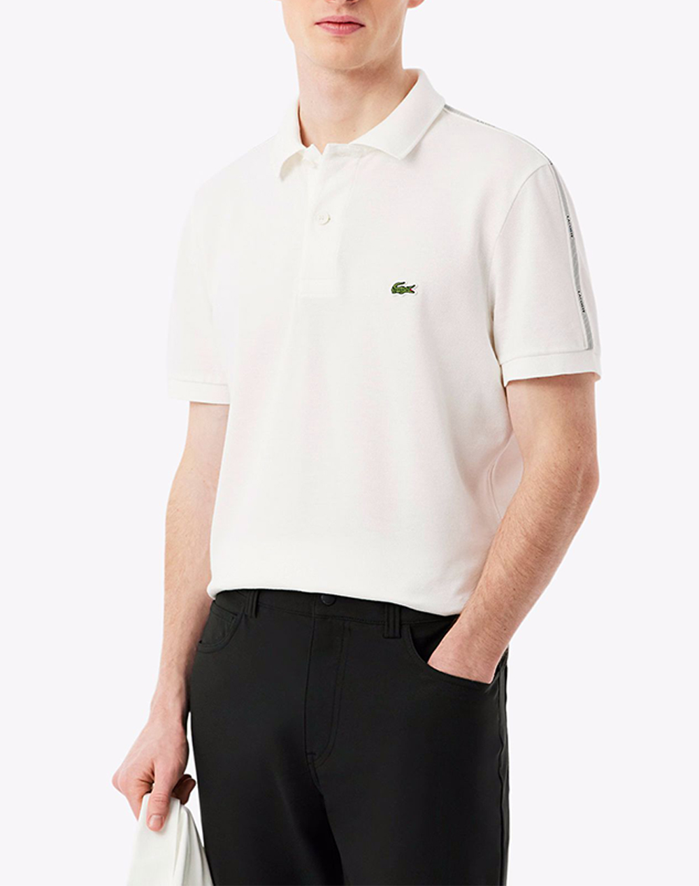 Lacoste Μπλουζα Πολο Κμ Ανδρας Ρουχα Μπλουζες Polo Offwhite Βαμβακι 3Ph0897 70V