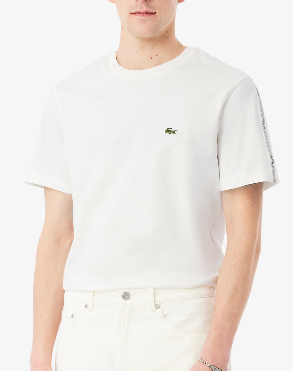 Lacoste Μπλουζα Κμ Ανδρας Ρουχα Μπλουζες T Shirt Offwhite Βαμβακι 3Th0888 70V