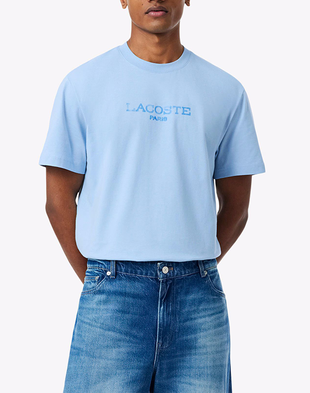 Lacoste Μπλουζα Κμ Tee Shirt Ss Ανδρας Ρουχα Μπλουζες T Shirt Lightblue Βαμβακι 3Th1435 Hba