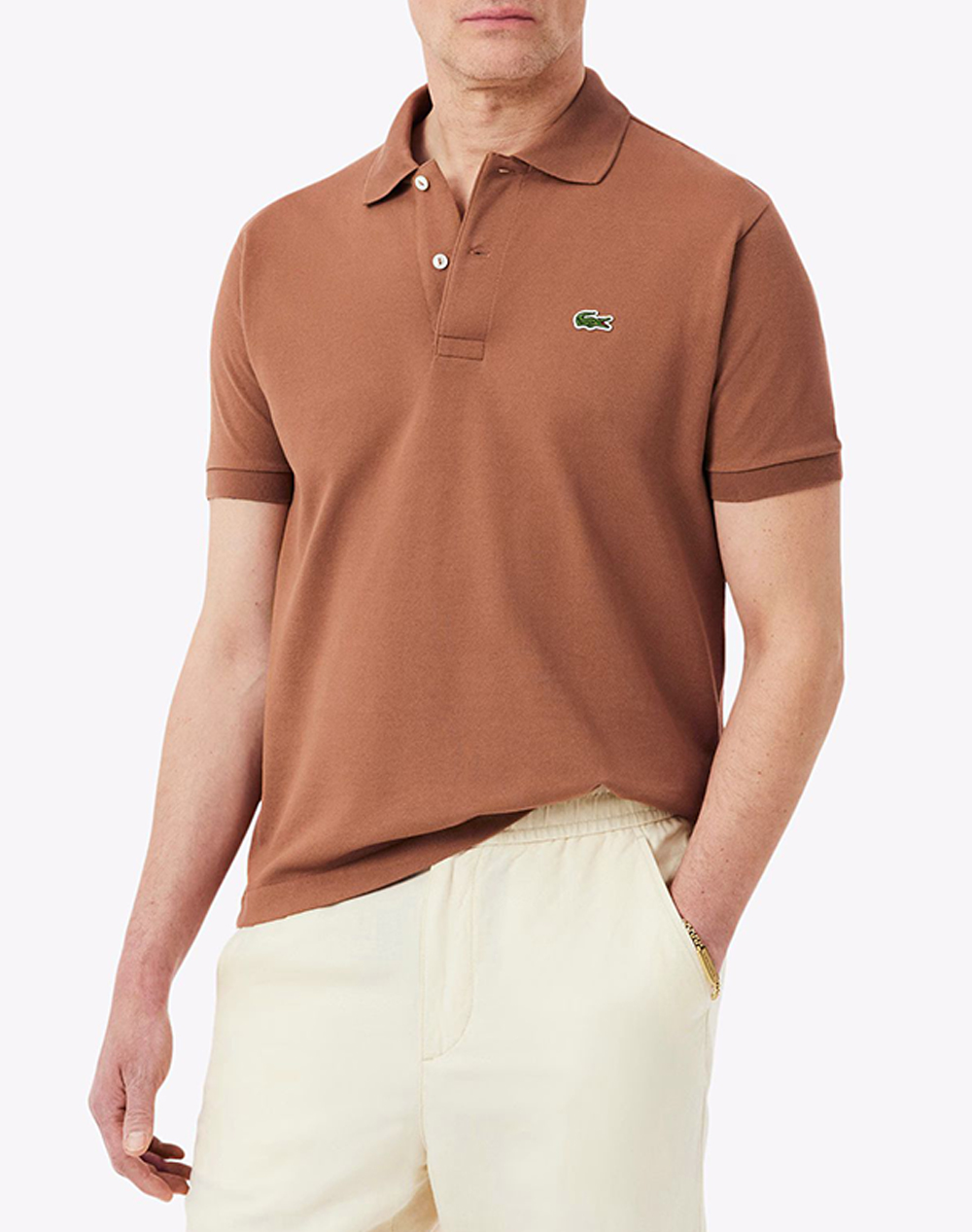 Lacoste Μπλουζα Κμ Polo Ss Ανδρας Ρουχα Μπλουζες Polo Cappuccino Βαμβακι 3L1212 Lfa