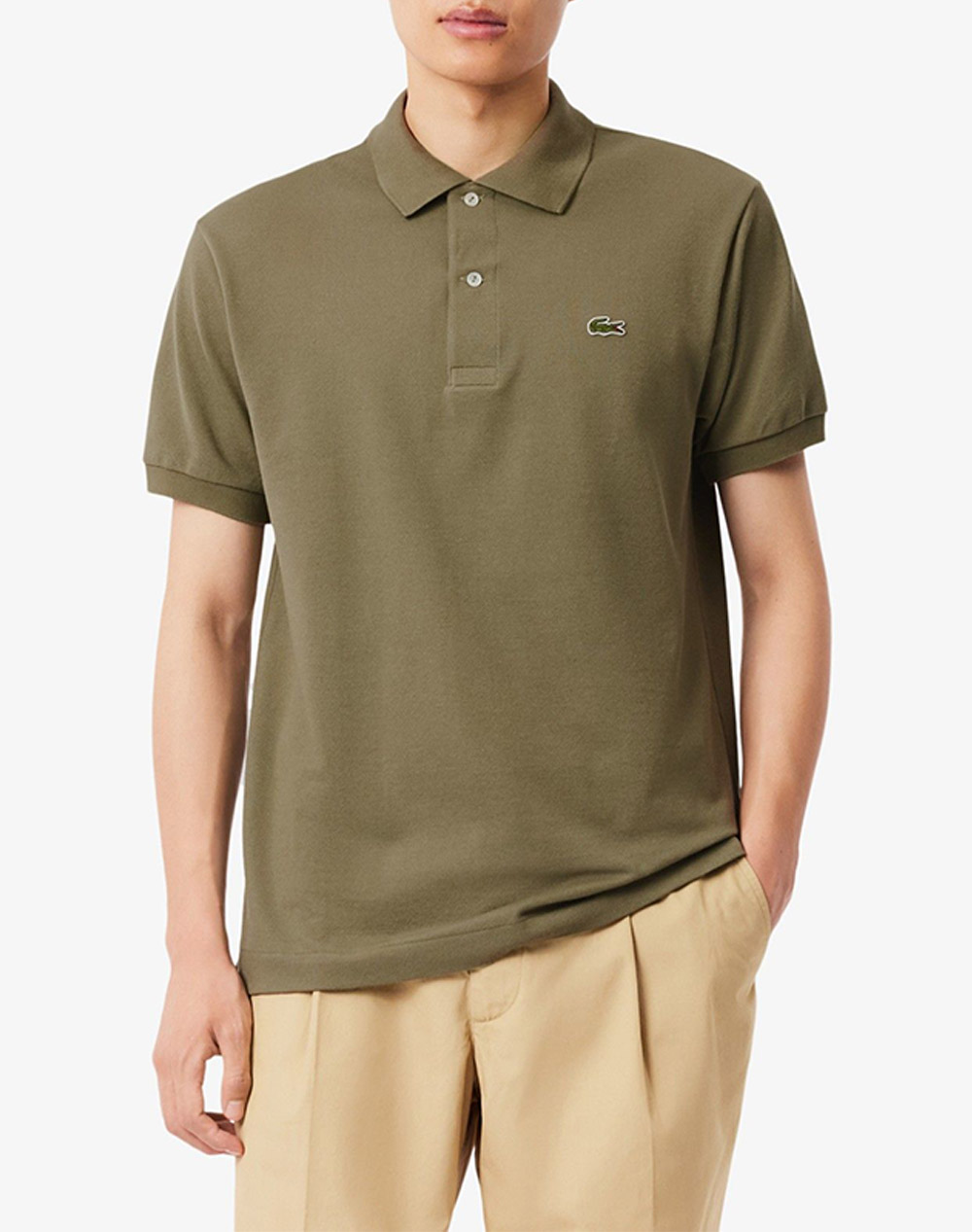 Lacoste Μπλουζα Κμ Polo Ss Ανδρας Ρουχα Μπλουζες Polo Khaki Βαμβακι 3L1212 Bmy