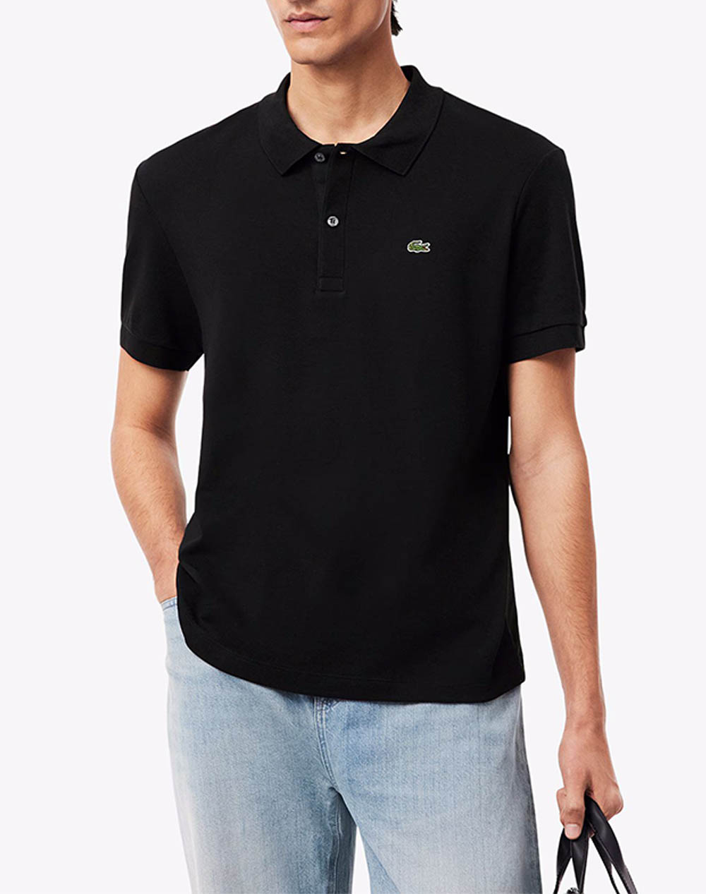 Lacoste Μπλουζα Κμ Short Sleeved Ribbed Collar Shirt Ανδρας Ρουχα Μπλουζες Polo Black Βαμβακι 3Dh2050 031