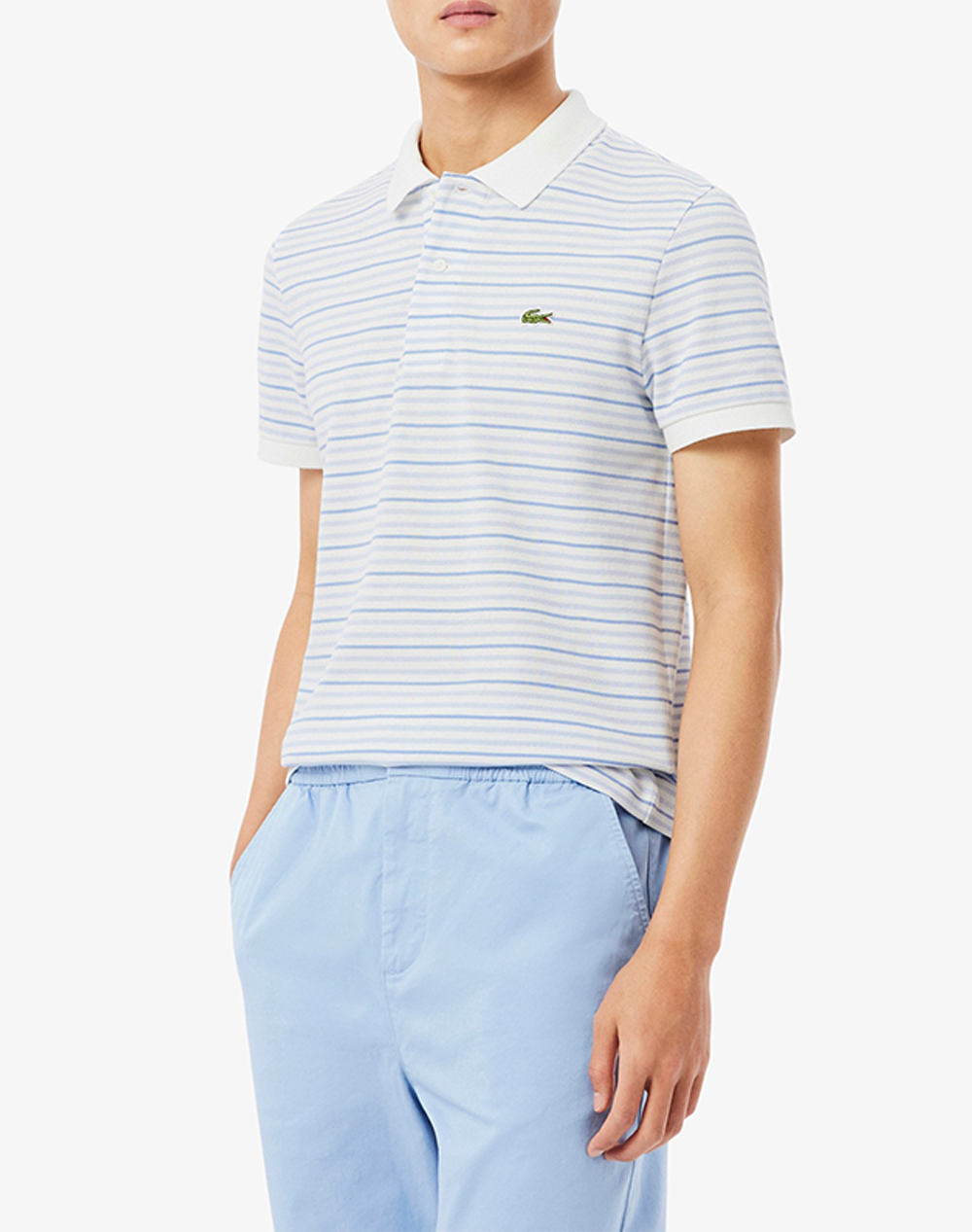 Lacoste Μπλουζα Πολο Κμ Ανδρας Ρουχα Μπλουζες Polo Lightblue Βαμβακι 3Ph0871 Wb5