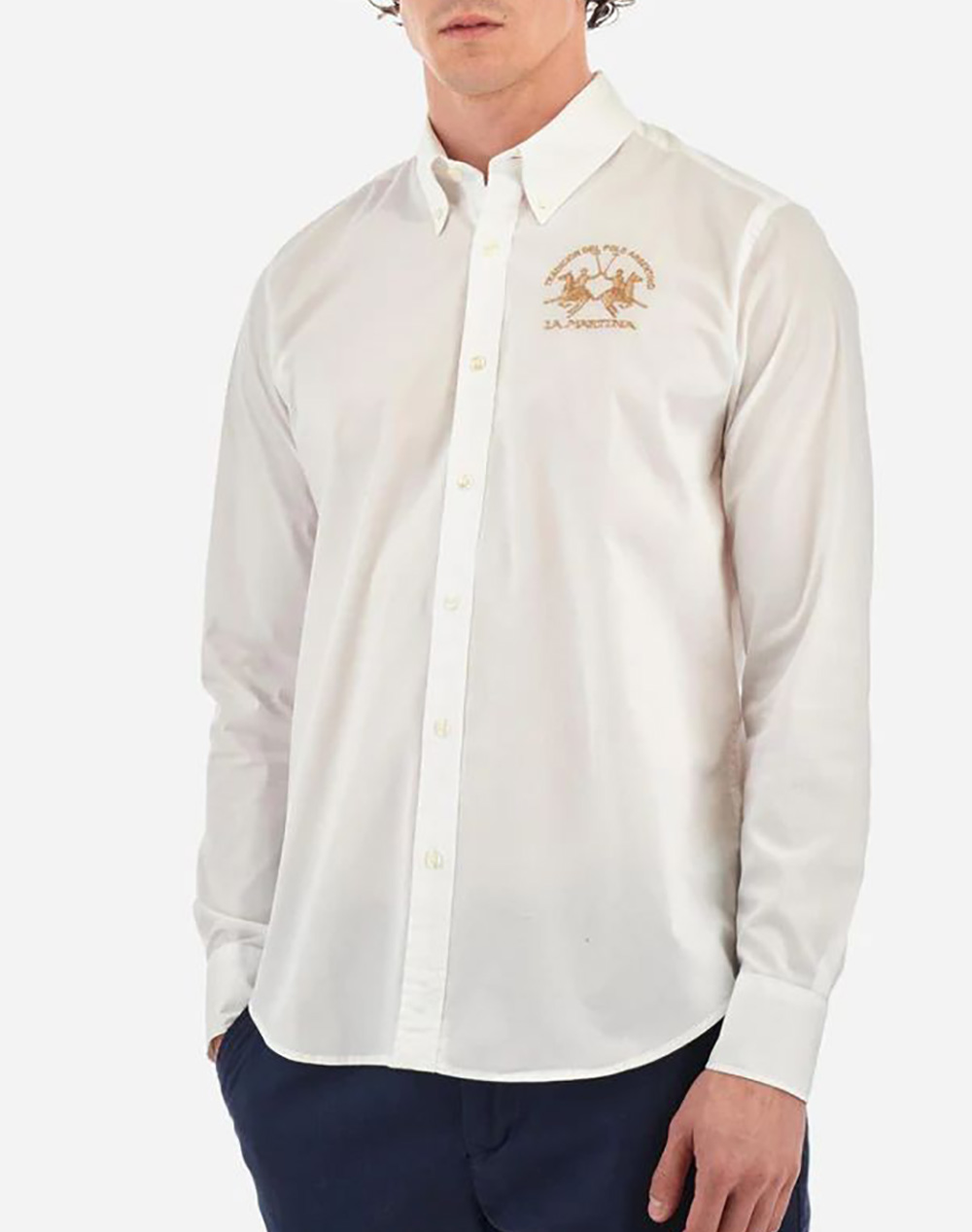 La Martina Πουκαμισο Μμ Man Shirt L/S Poplin Ανδρας Ρουχα Πουκαμισα White Βαμβακιμε Ελασταν 3Lmccmc01 Pp483 00001