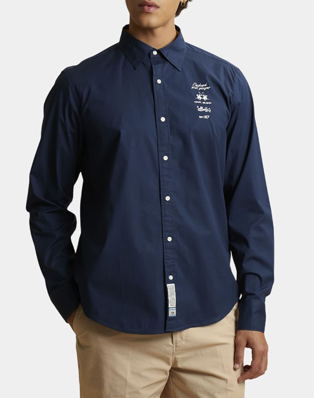 La Martina Πουκαμισο Μμ Man Shirt L/Sleeve Poplin Ανδρας Ρουχα Πουκαμισα Darkblue Βαμβακιμε Ελασταν 3Lmmcc600 07017