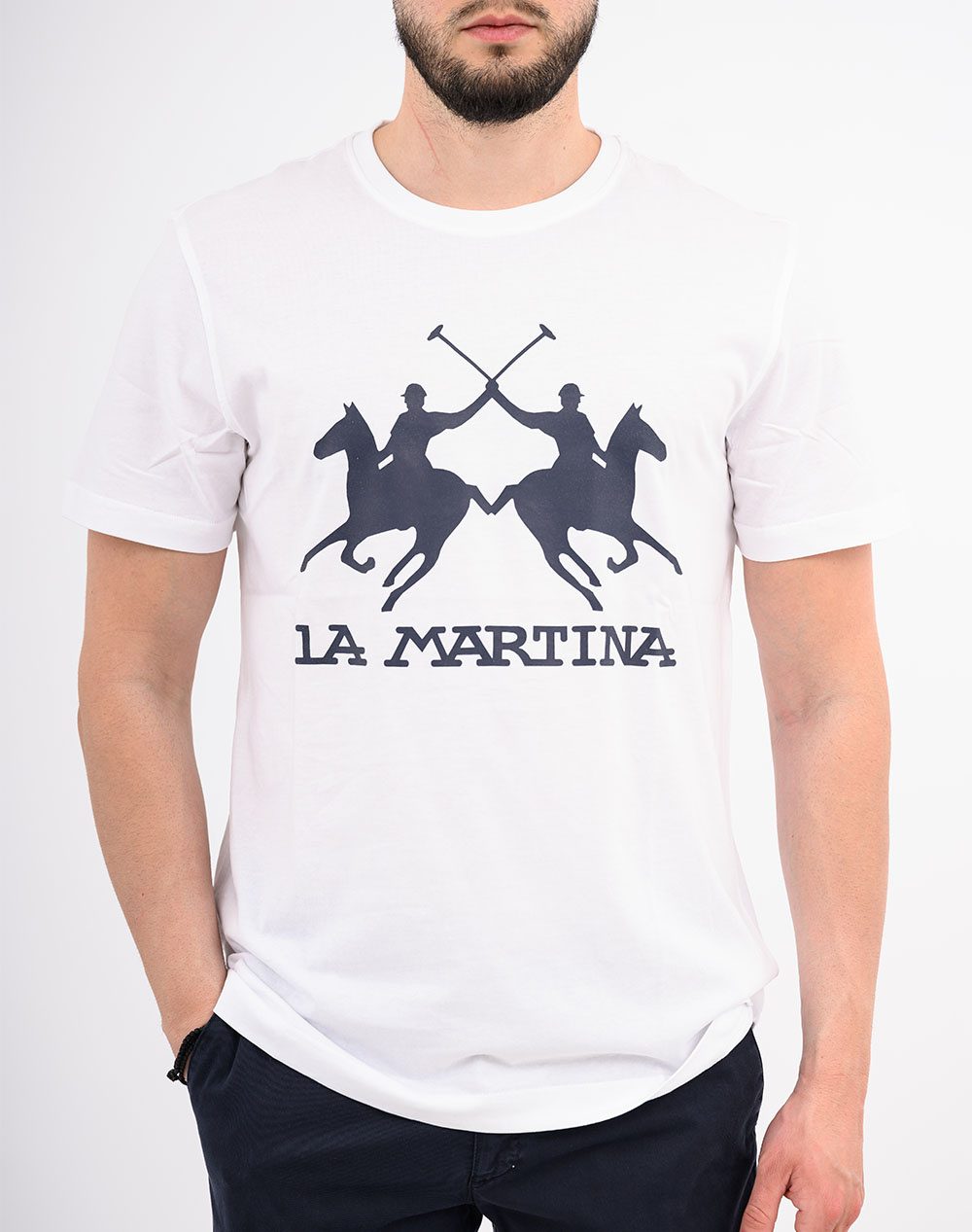 La Martina Μπλουζα T Shirt Κμ Man S/S Tshirt Jersey Ανδρας Ρουχα Μπλουζες T Shirt White Βαμβακι 3Lmmcr001 00001