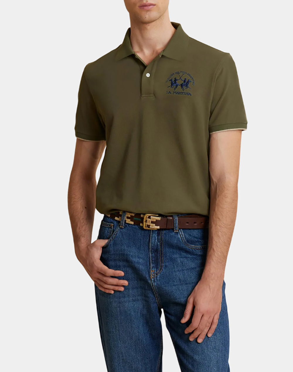 La Martina Μπλουζα Πολο Κμ Man S/S Polo Piquet Stretch Ανδρας Ρουχα Μπλουζες Polo Olive Βαμβακι,Με Ελασταν 3Lmmcp001 03116 - Koolfly