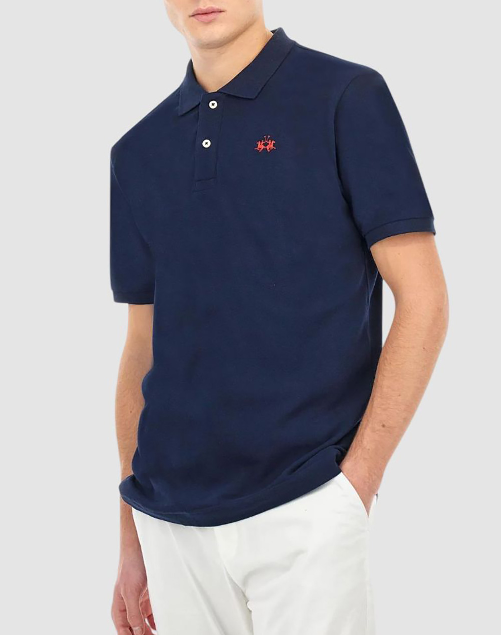 La Martina Μπλουζα Polo Κμ Man Polo S/S Sleeve Cotton Piq Ανδρας Ρουχα Μπλουζες Polo Navyblue Βαμβακι 3Lmbpmp11 07017 - Koolfly