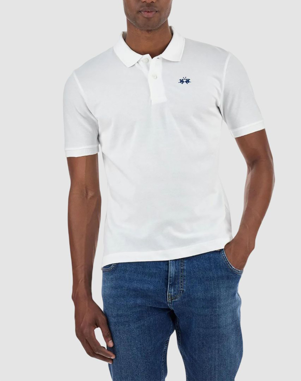 La Martina Μπλουζα Polo Κμ Man Polo S/S Sleeve Cotton Piq Ανδρας Ρουχα Μπλουζες Polo White Βαμβακι 3Lmbpmp11 00001