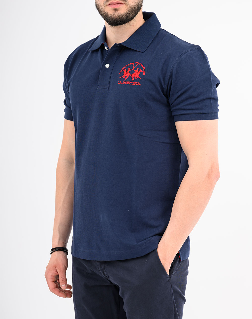 La Martina Μπλουζα Polo Κμ Man Polo S/S Piquet Stretch Ανδρας Ρουχα Μπλουζες Polo Navyblue Βαμβακιμε Ελασταν 3Lmccmp11 07017