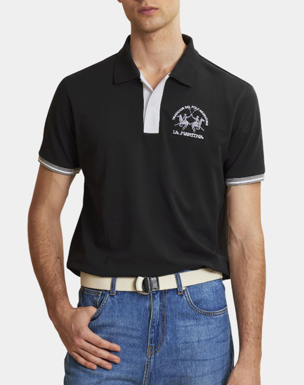 La Martina Μπλουζα Πολο Κμ Ma S/S Polo Piquet Stretch Ανδρας Ρουχα Μπλουζες Polo Black Βαμβακι,Με Ελασταν 3Lmmcp005 09999 - Koolfly