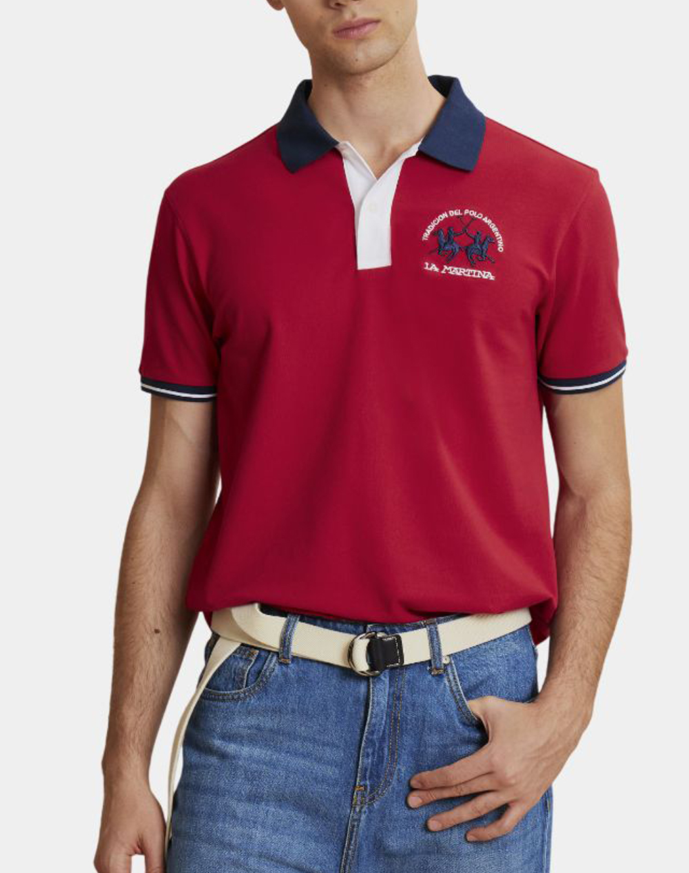 La Martina Μπλουζα Πολο Κμ Ma S/S Polo Piquet Stretch Ανδρας Ρουχα Μπλουζες Polo Red Βαμβακιμε Ελασταν 3Lmmcp005 06008