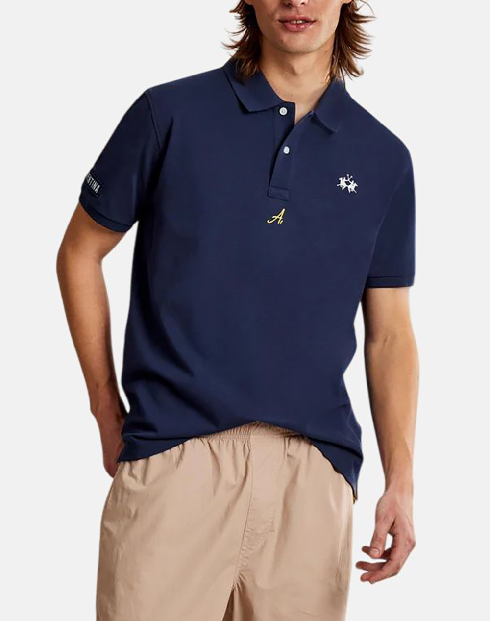 La Martina Μπλουζα Πολο Κμ Man Polo S/Sleeve Cotton Pique Ανδρας Ρουχα Μπλουζες Polo Navyblue Βαμβακι 3Lmmcp021 07017