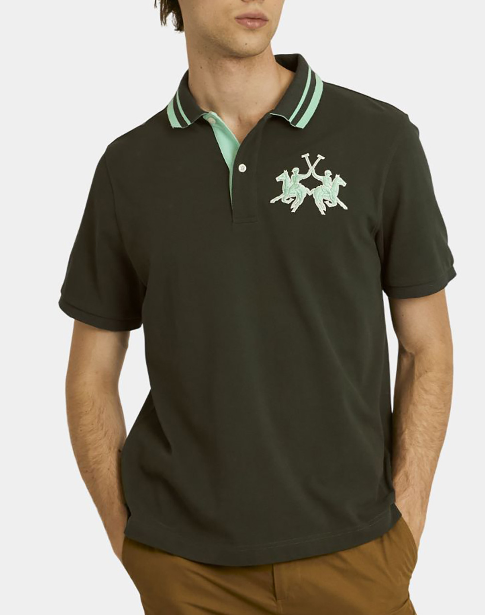 La Martina Μπλουζα Πολο Κμ Man Polo S/Sleeve Cotton Pique Ανδρας Ρουχα Μπλουζες Polo Darkgreen Βαμβακι,Υφασμα 3Lmmcp024 03183 - Koolfly