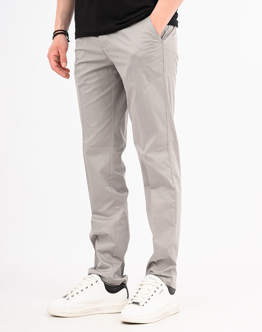Lexton Παντελονι Ανδρας Ρουχα Παντελονια Chinos Gray Βαμβακιμε Ελασταν 09.37.William Chino Grey