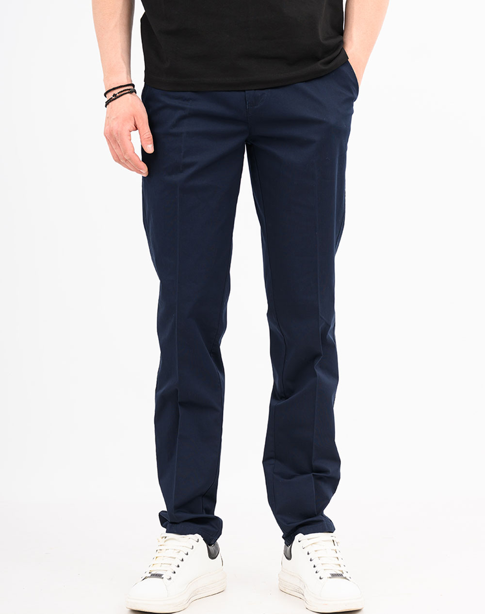 Lexton Παντελονι Με Ζωνη Ανδρας Ρουχα Παντελονια Chinos Navyblue Βαμβακιμε Ελασταν 09.37.Bedford S"26 Navy