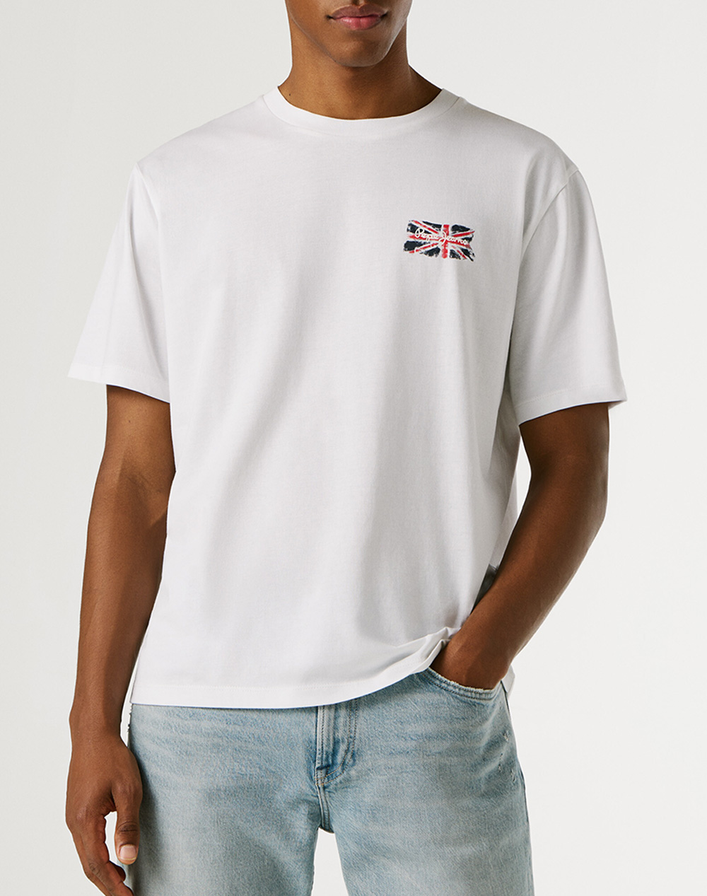 Pepe Jeans Essentials Small Flag Μπλουζα Ανδρικο Ανδρας Ρουχα Μπλουζες T Shirt White Βαμβακι Pm5010311 800/White