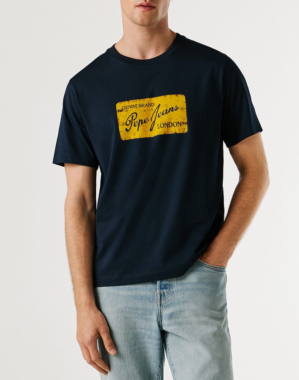 Pepe Jeans Drop 1 Suen Tee Μπλουζα Ανδρικο Ανδρας Ρουχα Μπλουζες T Shirt Darkblue Βαμβακι Pm5010317 594/Dulwich Blue