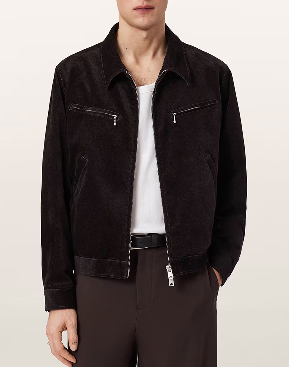 All Saints Korey Jacket Ανδρας Ρουχα Πανωφορια Μπουφαν Darkbrown Βαμβακι,Με Ελασταν M003oe Traverse Brown - Koolfly