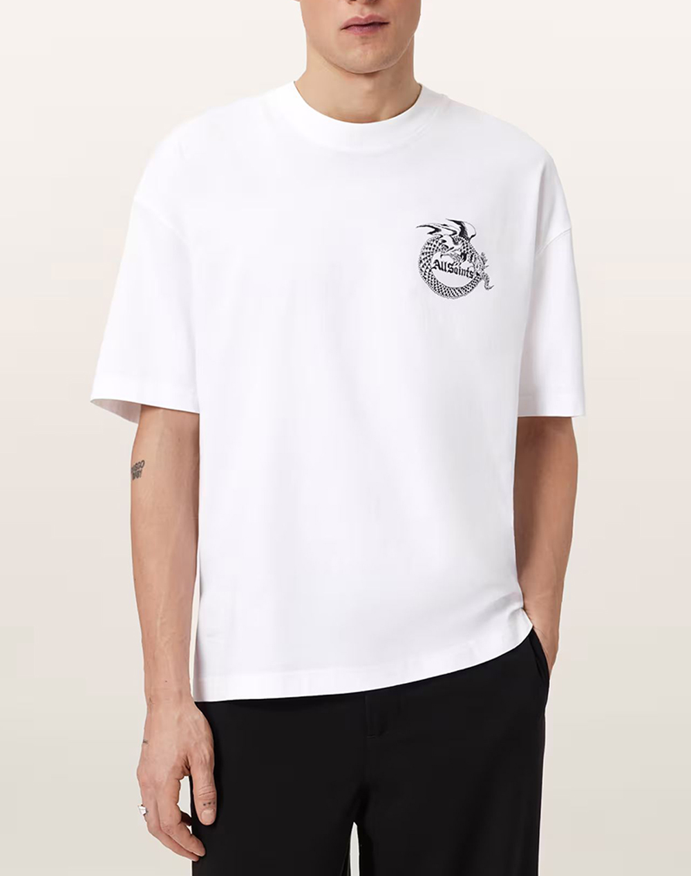 All Saints Terra Ss Crew Ανδρας Ρουχα Μπλουζες T Shirt White Βαμβακι M023Pe Optic White