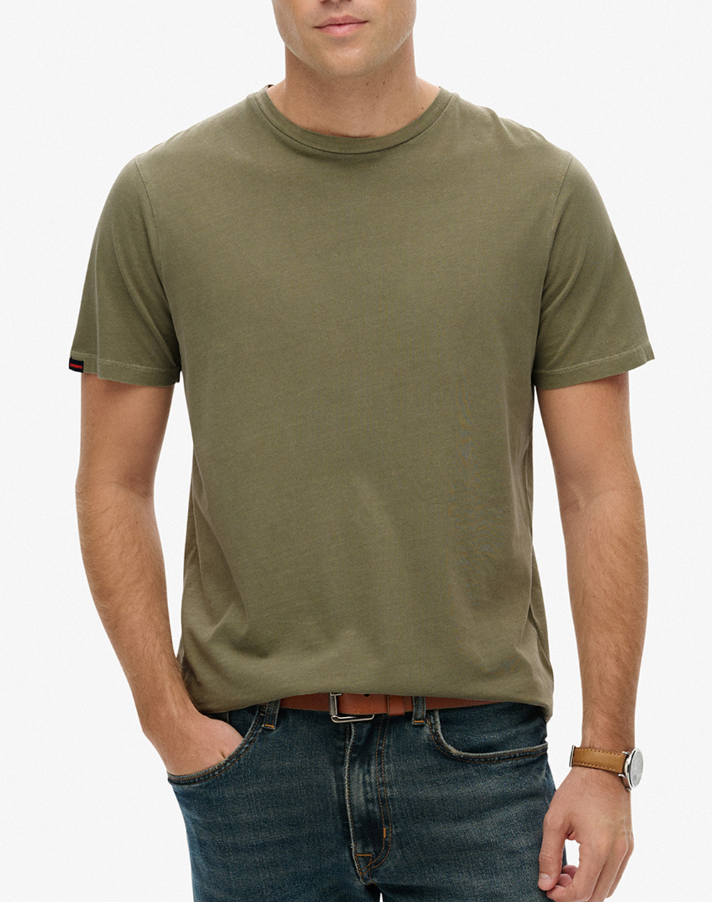Superdry D1 Ovin Classic Essential Tee Μπλουζα Ανδρικο Ανδρας Ρουχα Μπλουζες T Shirt Khaki Βαμβακι M1012226a 1Kh - Koolfly