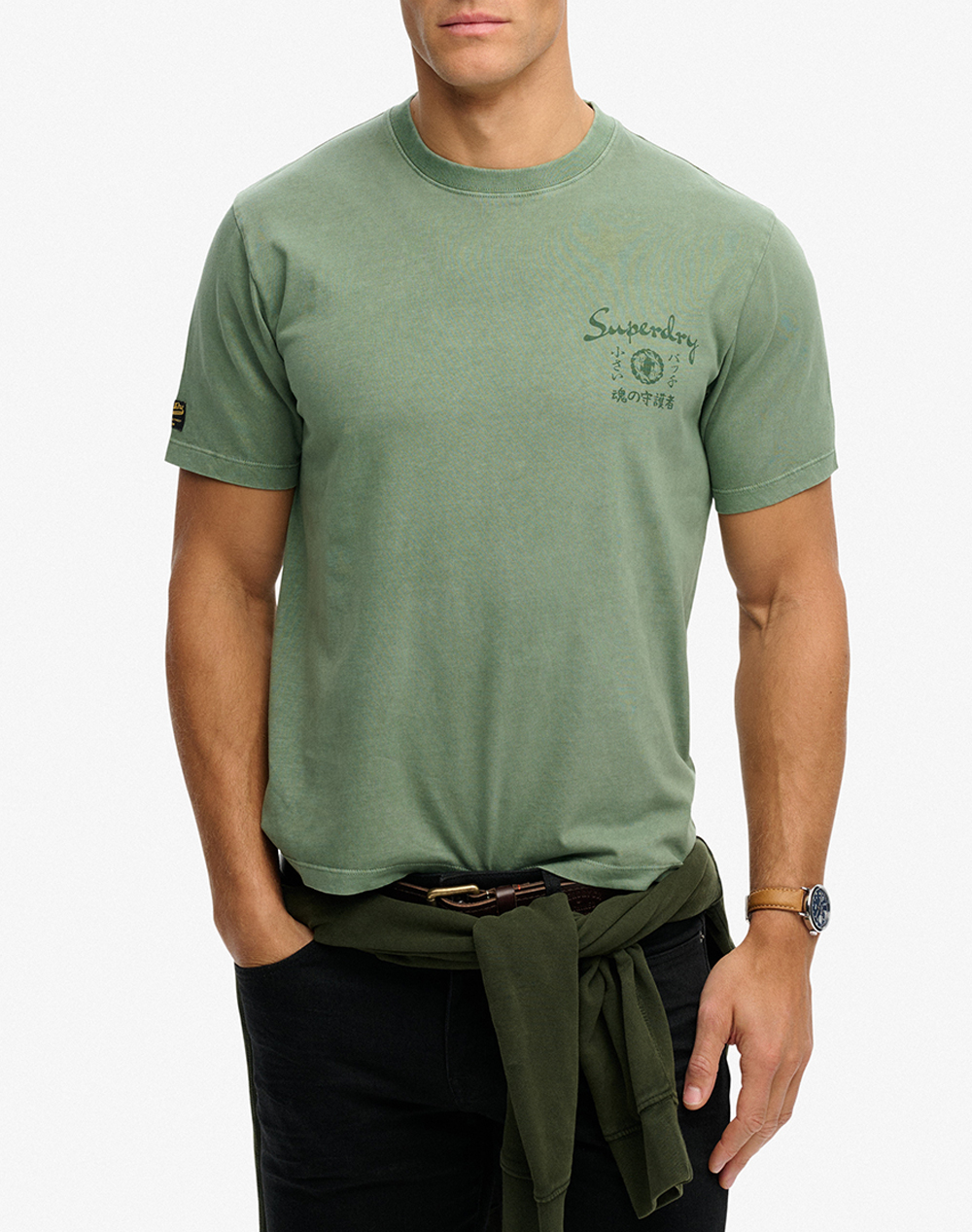 Superdry D2 Ovin Tokyo Narrative Loose Tee Μπλουζα Ανδρικο Ανδρας Ρουχα Μπλουζες T Shirt Olive Βαμβακι M1012248a 1Xe - Koolfly