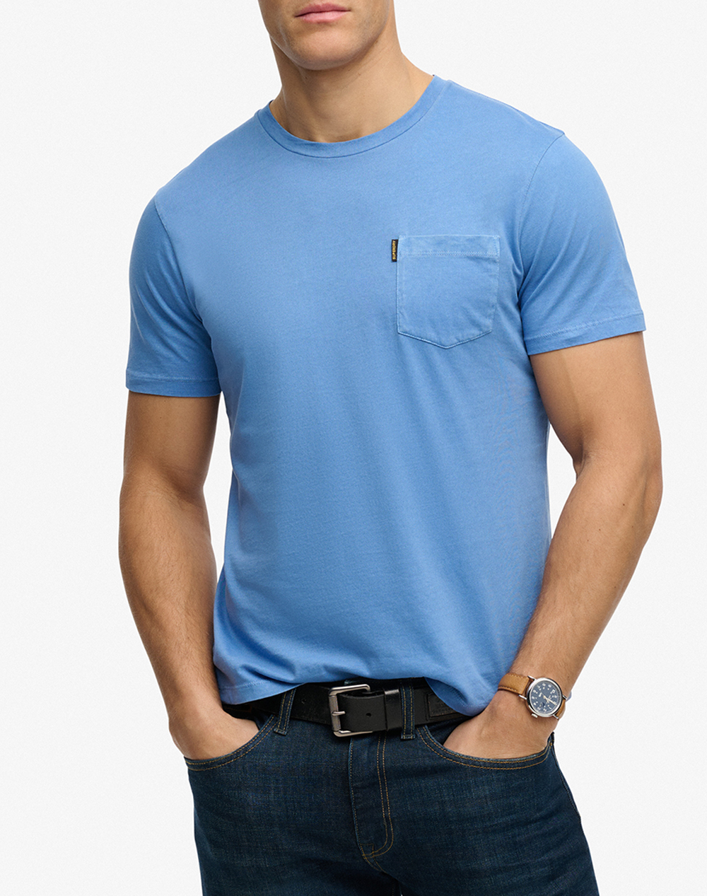 Superdry D2 Ovin Classic Essential Pocket Tee Μπλουζα Ανδρικο Ανδρας Ρουχα Μπλουζες T Shirt Blue Βαμβακι M1012206A 6Oc