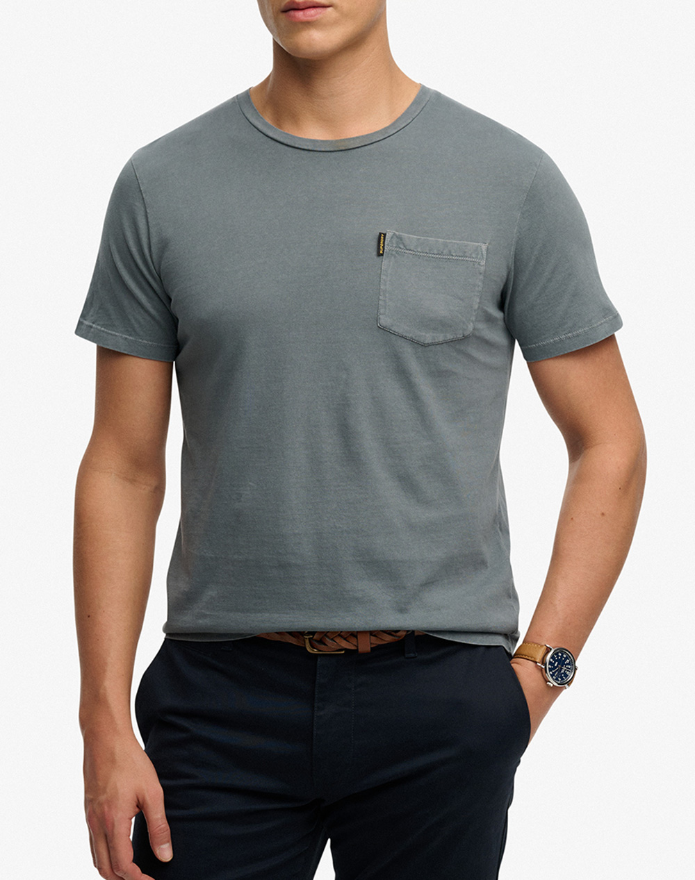 Superdry D2 Ovin Classic Essential Pocket Tee Μπλουζα Ανδρικο Ανδρας Ρουχα Μπλουζες T Shirt Steelblue Βαμβακι M1012206A 6Lp