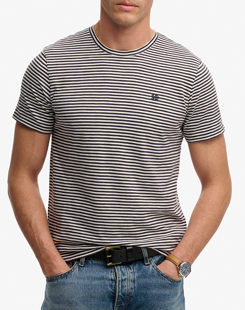 Superdry D2 Ovin Classic Essential Stripe Tee Μπλουζα Ανδρικο Ανδρας Ρουχα Μπλουζες T Shirt Multi Βαμβακι M1012346A K3S