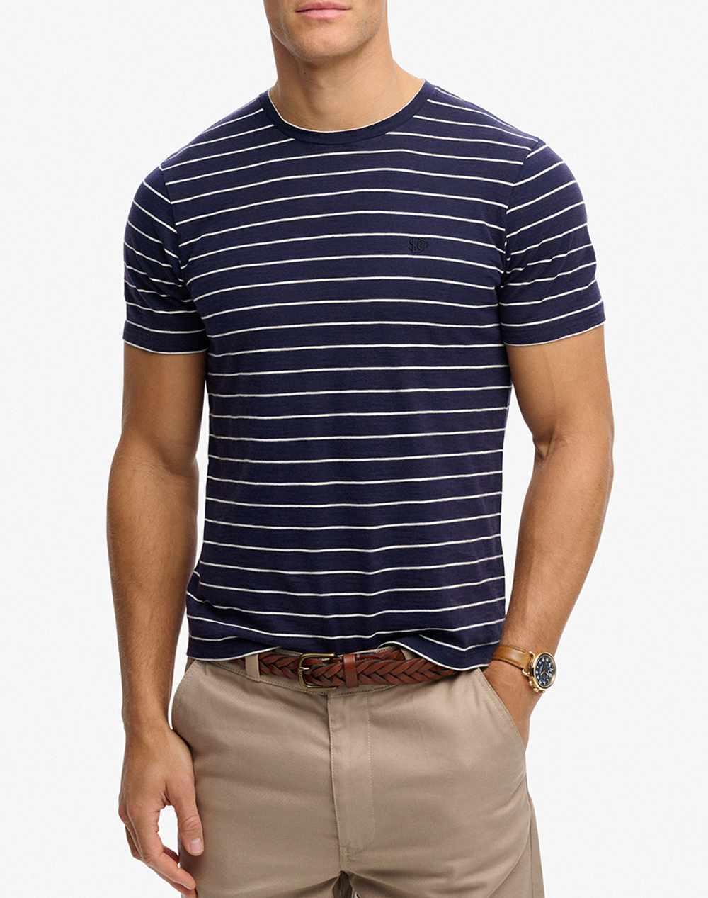 Superdry D2 Ovin Classic Essential Stripe Tee Μπλουζα Ανδρικο Ανδρας Ρουχα Μπλουζες T Shirt Navyblue Βαμβακι M1012346A 2Iu