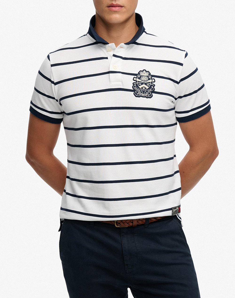 Superdry D2 Crest Stripe Polo Μπλουζα Ανδρικο Ανδρας Ρουχα Μπλουζες Polo Multi Βαμβακι M1110467A Vcd