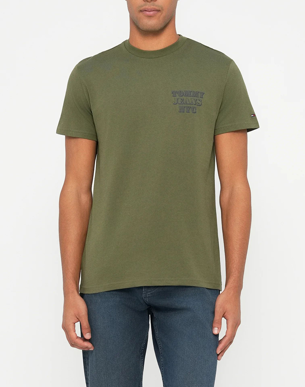 Tommy Jeans Tjm Slim Entry Bills Ss Tee Ανδρας Ρουχα Μπλουζες T Shirt Khaki Βαμβακι Dm0Dm22321 Gy1