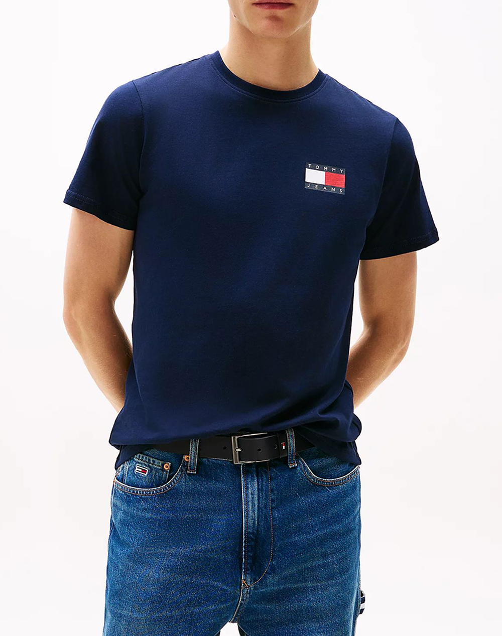 Tommy Jeans Tjm Slim Essential Flag Tee Ext Ανδρας Ρουχα Μπλουζες T Shirt Darkblue Βαμβακι Dm0dm20740 C1g - Koolfly