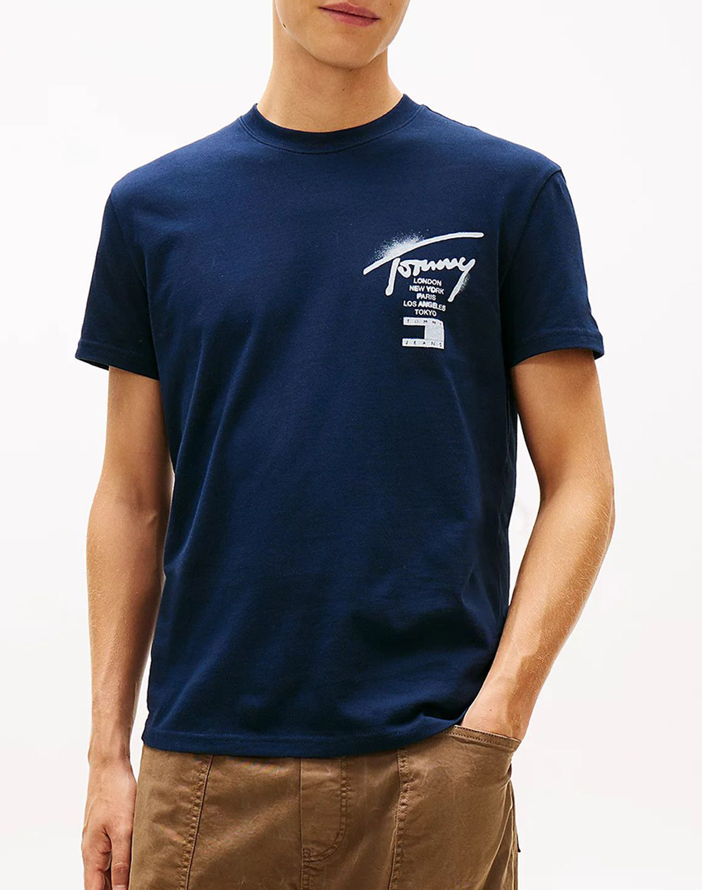 Tommy Jeans Tjm Reg City Sign Ss Tee Ext Ανδρας Ρουχα Μπλουζες T Shirt Darkblue Βαμβακι Dm0Dm22553 C1G