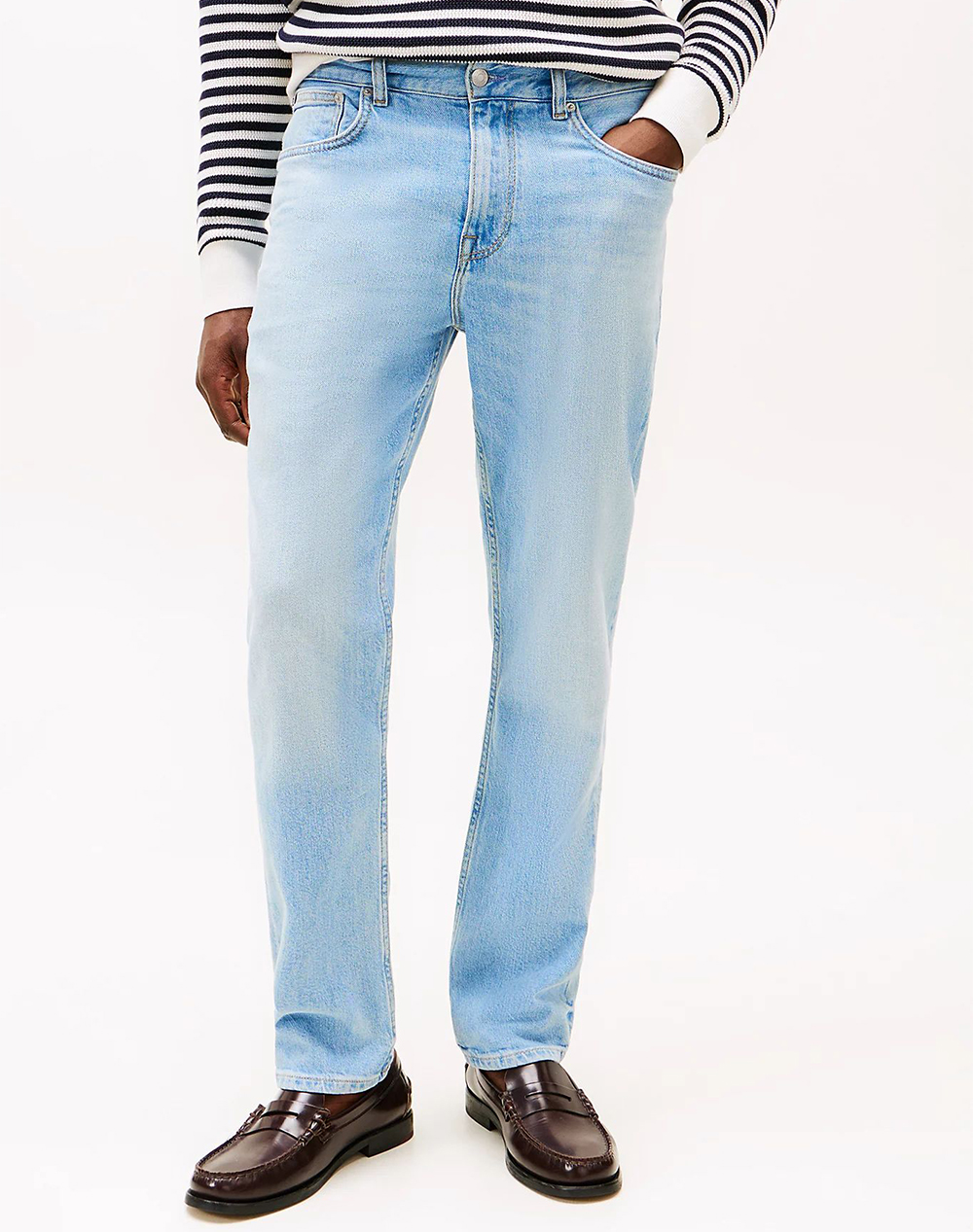 Tommy Hilfiger Straight Denton Str Heron Blue Ανδρας Ρουχα Παντελονια Jeans Denimlightblue Βαμβακιμε Ελασταν Mw0Mw38813 1Ac34