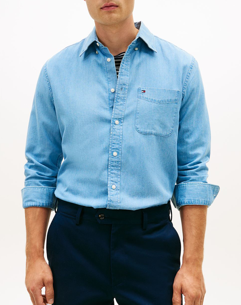 Tommy Hilfiger Bedford Indigo Rf Shirt Ανδρας Ρουχα Πουκαμισα Denimlightblue Βαμβακι Mw0mw41689 1A4 - Koolfly
