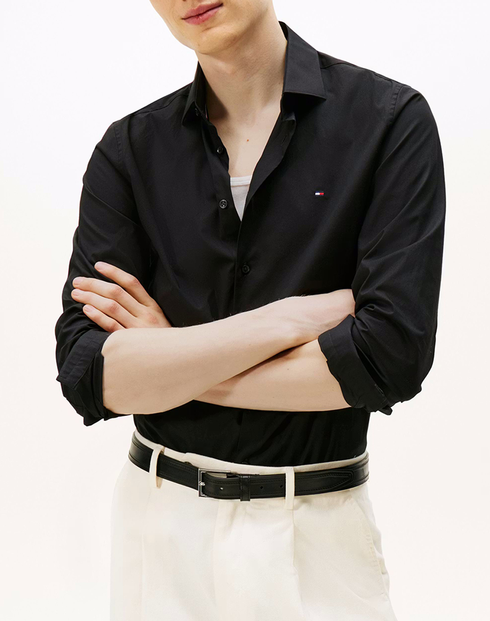 Tommy Hilfiger Cl Flex Poplin Sf Shirt Ανδρας Ρουχα Πουκαμισα Black Βαμβακιμε Ελασταν Mw0Mw38347 Bdsr