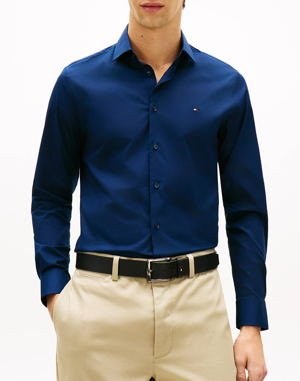 Tommy Hilfiger Cl Flex Poplin Sf Shirt Ανδρας Ρουχα Πουκαμισα Navyblue Βαμβακιμε Ελασταν Mw0Mw38347 Dccr